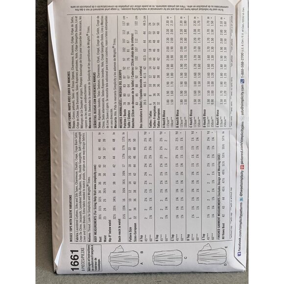 Simplicity Misses Shirt Sewing Pattern sz 16-24 1661 - uncut - Picture 3 of 3